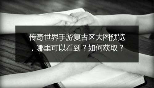 传奇世界手游复古区大图预览，哪里可以看到？如何获取？