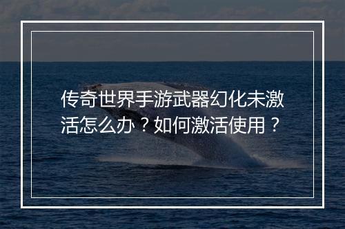 传奇世界手游武器幻化未激活怎么办？如何激活使用？