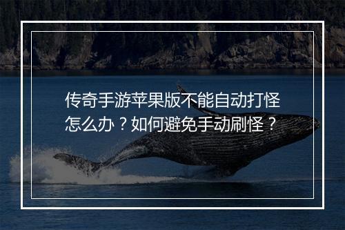 传奇手游苹果版不能自动打怪怎么办？如何避免手动刷怪？