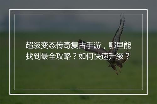 超级变态传奇复古手游，哪里能找到最全攻略？如何快速升级？