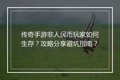 传奇手游非人民币玩家如何生存？攻略分享避坑指南？