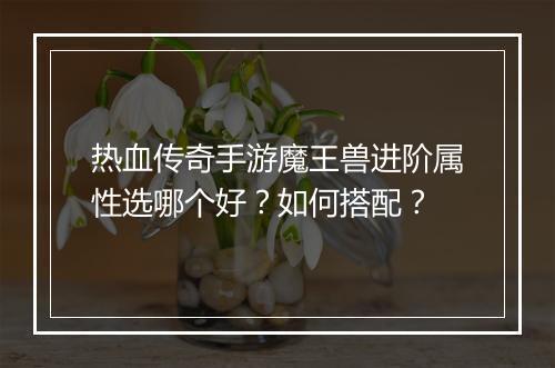 热血传奇手游魔王兽进阶属性选哪个好？如何搭配？