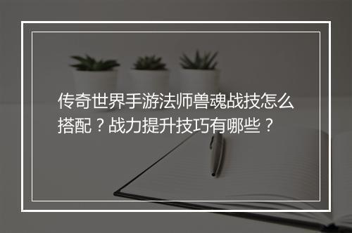 传奇世界手游法师兽魂战技怎么搭配？战力提升技巧有哪些？