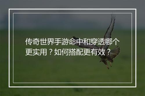 传奇世界手游命中和穿透哪个更实用？如何搭配更有效？