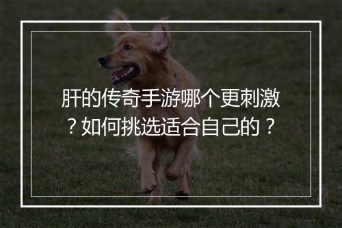 肝的传奇手游哪个更刺激？如何挑选适合自己的？