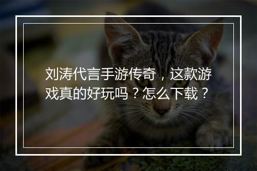 刘涛代言手游传奇，这款游戏真的好玩吗？怎么下载？