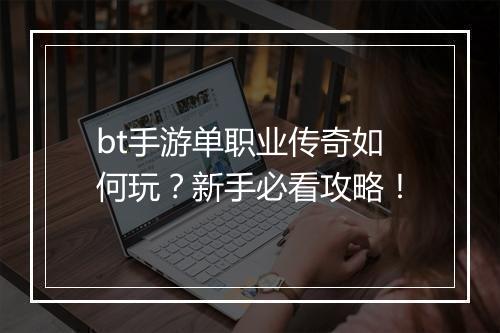 bt手游单职业传奇如何玩？新手必看攻略！