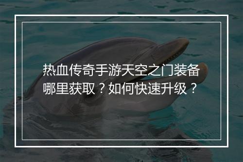 热血传奇手游天空之门装备哪里获取？如何快速升级？