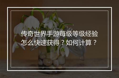 传奇世界手游每级等级经验怎么快速获得？如何计算？