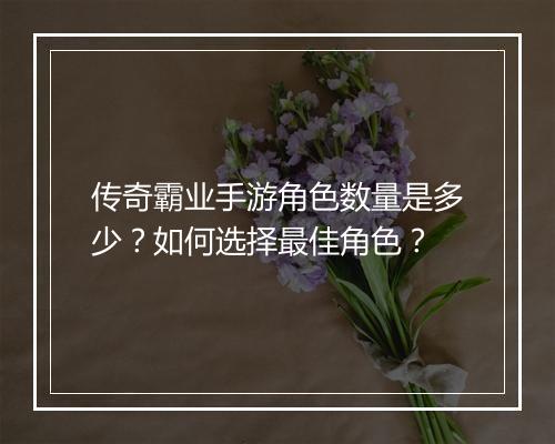 传奇霸业手游角色数量是多少？如何选择最佳角色？