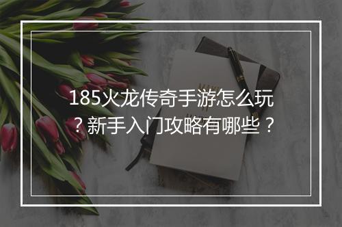 185火龙传奇手游怎么玩？新手入门攻略有哪些？