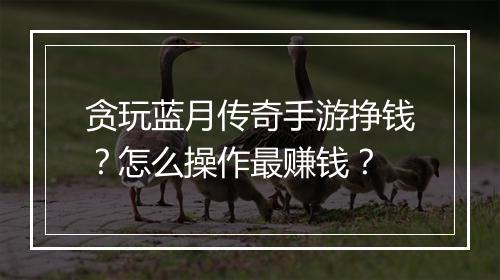 贪玩蓝月传奇手游挣钱？怎么操作最赚钱？