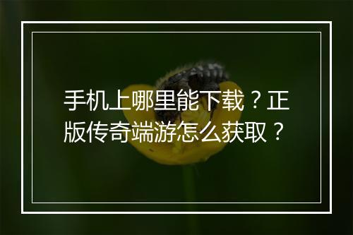 手机上哪里能下载？正版传奇端游怎么获取？