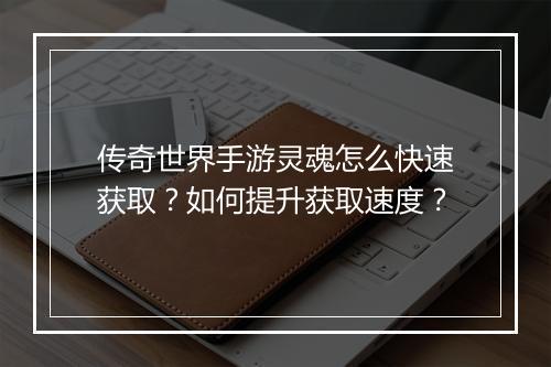 传奇世界手游灵魂怎么快速获取？如何提升获取速度？