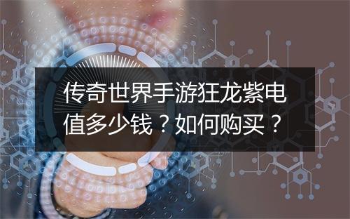 传奇世界手游狂龙紫电值多少钱？如何购买？