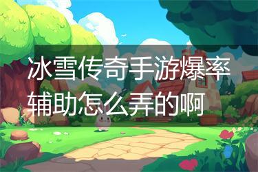 冰雪传奇手游爆率辅助怎么弄的啊