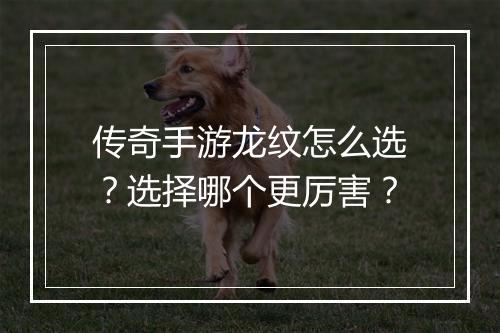 传奇手游龙纹怎么选？选择哪个更厉害？
