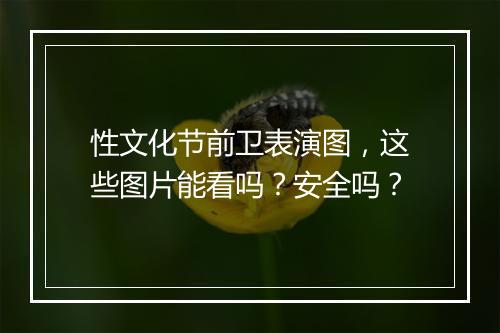性文化节前卫表演图，这些图片能看吗？安全吗？