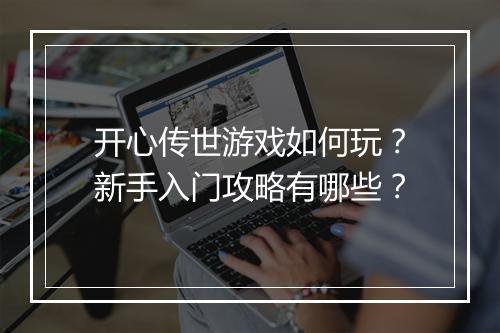 开心传世游戏如何玩？新手入门攻略有哪些？