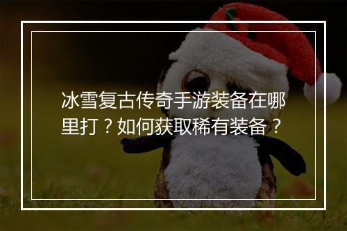 冰雪复古传奇手游装备在哪里打？如何获取稀有装备？