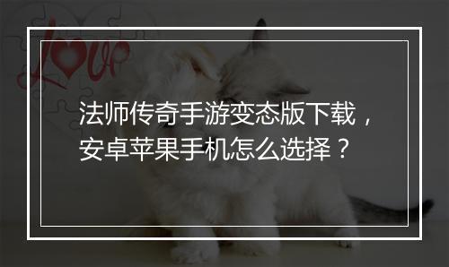 法师传奇手游变态版下载，安卓苹果手机怎么选择？