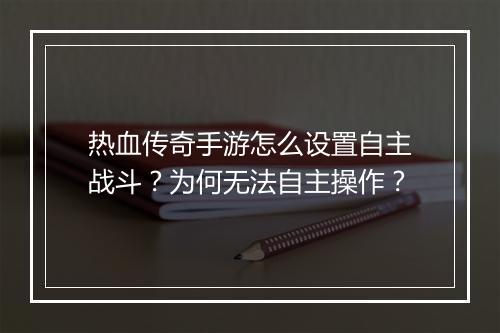 热血传奇手游怎么设置自主战斗？为何无法自主操作？