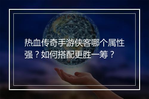 热血传奇手游侠客哪个属性强？如何搭配更胜一筹？