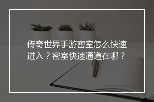 传奇世界手游密室怎么快速进入？密室快速通道在哪？