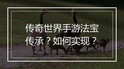 传奇世界手游法宝传承？如何实现？