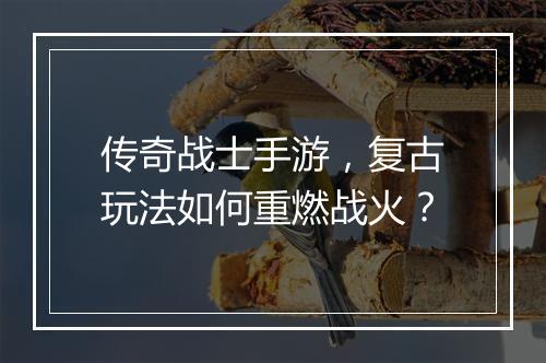 传奇战士手游，复古玩法如何重燃战火？