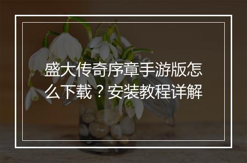 盛大传奇序章手游版怎么下载？安装教程详解