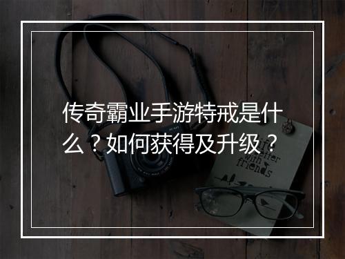 传奇霸业手游特戒是什么？如何获得及升级？