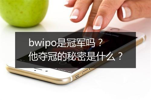 bwipo是冠军吗？他夺冠的秘密是什么？