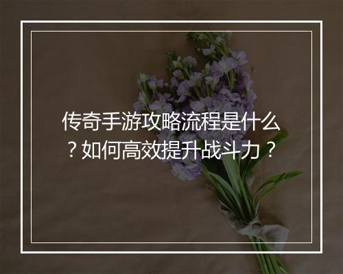 传奇手游攻略流程是什么？如何高效提升战斗力？