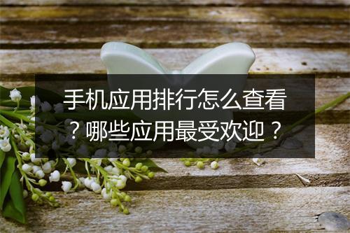 手机应用排行怎么查看？哪些应用最受欢迎？