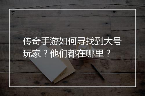 传奇手游如何寻找到大号玩家？他们都在哪里？