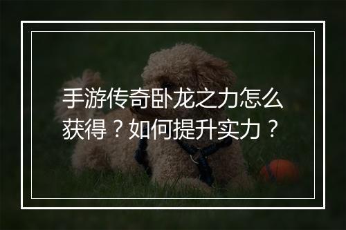 手游传奇卧龙之力怎么获得？如何提升实力？