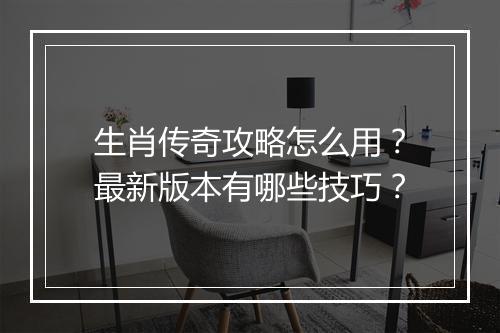 生肖传奇攻略怎么用？最新版本有哪些技巧？