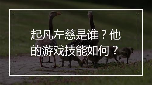 起凡左慈是谁？他的游戏技能如何？