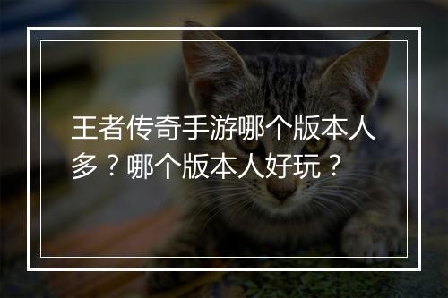 王者传奇手游哪个版本人多？哪个版本人好玩？