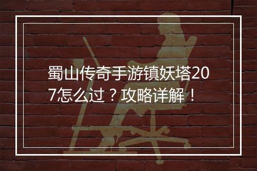 蜀山传奇手游镇妖塔207怎么过？攻略详解！