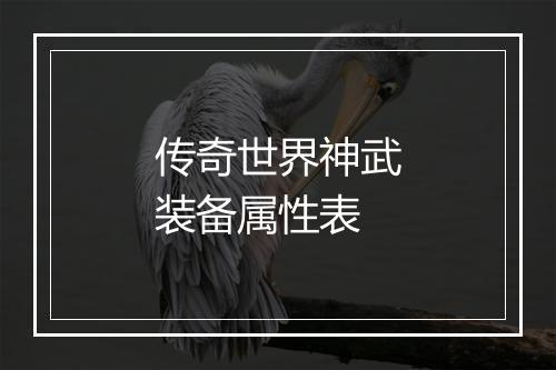 传奇世界神武装备属性表