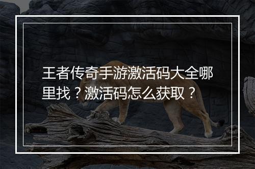 王者传奇手游激活码大全哪里找？激活码怎么获取？