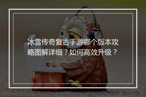 冰雪传奇复古手游哪个版本攻略图解详细？如何高效升级？