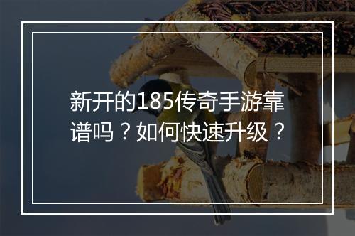 新开的185传奇手游靠谱吗？如何快速升级？