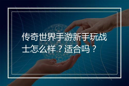 传奇世界手游新手玩战士怎么样？适合吗？