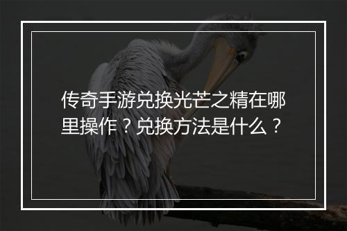 传奇手游兑换光芒之精在哪里操作？兑换方法是什么？