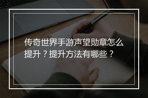 传奇世界手游声望勋章怎么提升？提升方法有哪些？