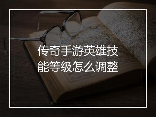 传奇手游英雄技能等级怎么调整