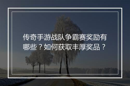 传奇手游战队争霸赛奖励有哪些？如何获取丰厚奖品？